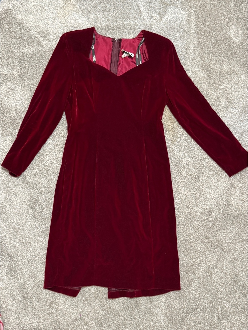 Niki Petites Holiday Burgundy Velvet Dress Size 10 Petite Vintage